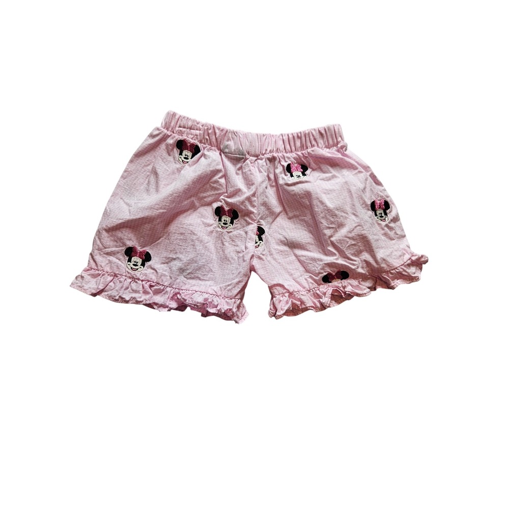 Disney Minnie Mouse Pink Gingham Ruffle Shorts Toddler Girls Size 3T Cotton